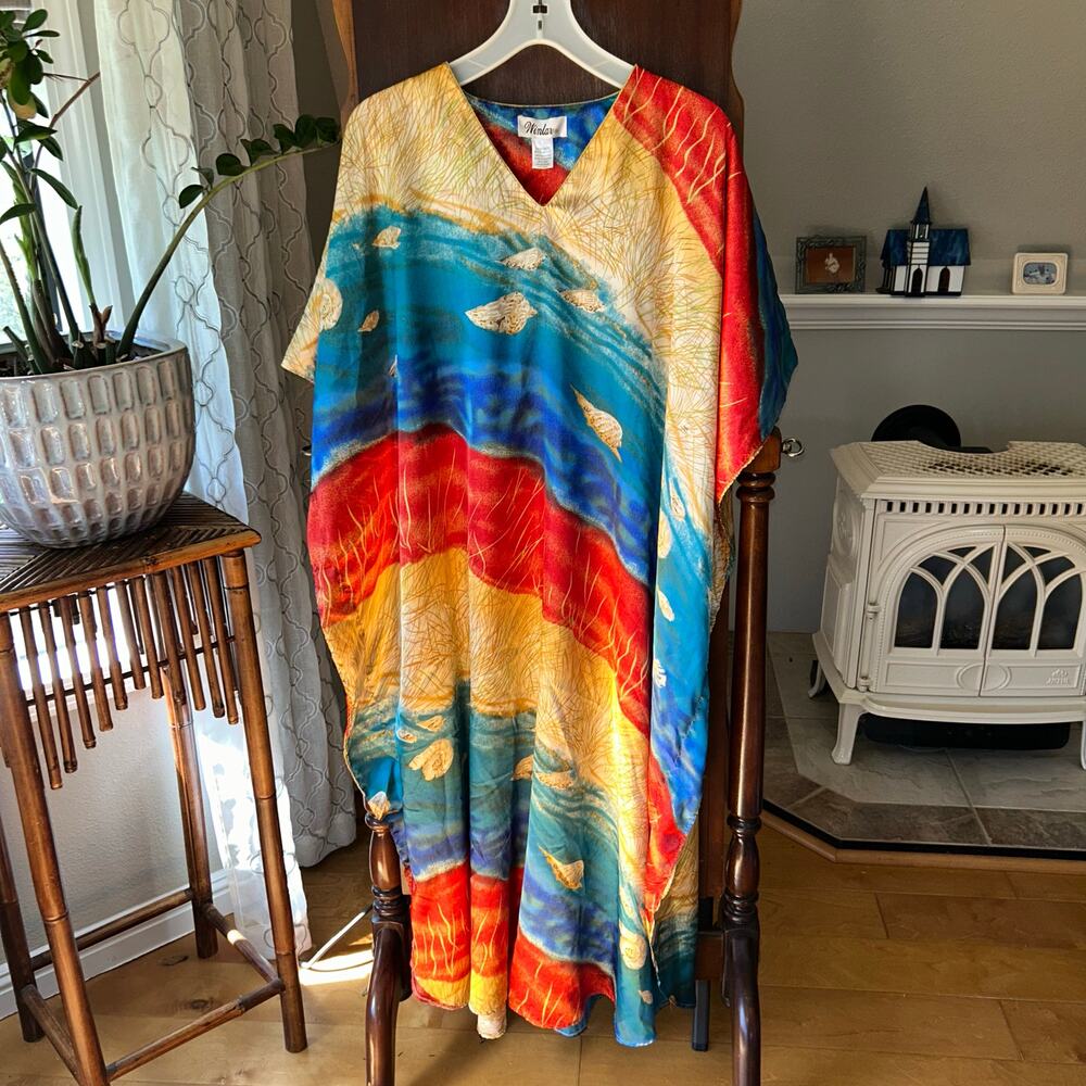 Winlar Kaftan One Size Fits Most 41" W x 48" L Bohemian Maxi Dress Robe Tunic